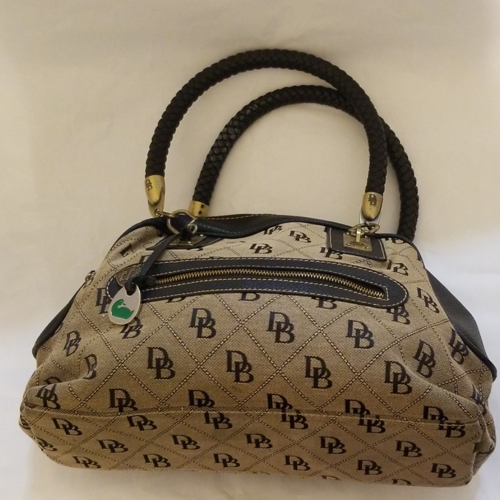 DOONEY & BOURKE SATCHEL NAVY BRAIDED HANDLE BAG - Picture 5 of 8